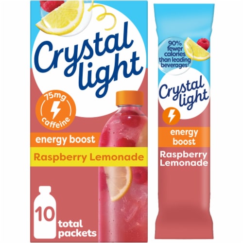 Crystal Light Raspberry Lemonade Energy Boost Drink Mix Perspective: front