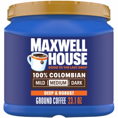 Maxwell House 100% Colombian Ground Coffee, Canister Perspective: front