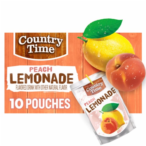 Country Time Peach Lemonade Ready to Drink Flavored Drink Pouches Perspective: front