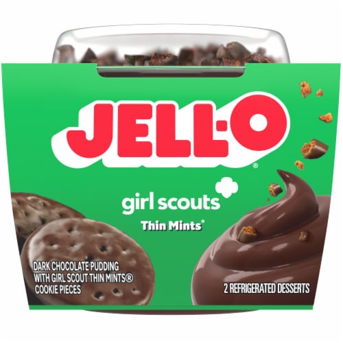 Jell-O Thin Mints Ready-to-Eat Refrigerated Dessert Cups Perspective: front