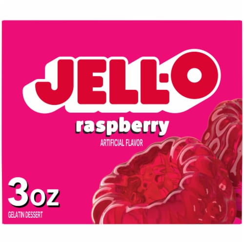 Jell-O Raspberry Gelatin Dessert Mix Perspective: front