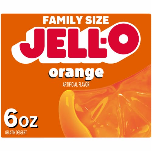 Jell-O Orange Gelatin Dessert Mix Sweet Treat Dessert 6 oz Box Perspective: front