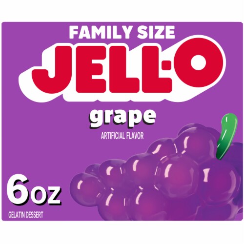 Jell-O Grape Artificially Flavored Gelatin Dessert Mix, Family Size, Box Perspective: front