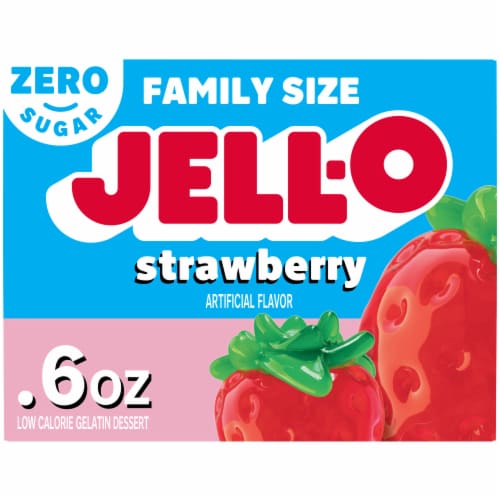 Jell-O Zero Sugar Strawberry Flavor Gelatin Perspective: front