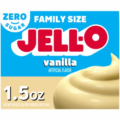 JELL-O Zero Sugar Vanilla Flavor Instant Pudding & Pie Filling, Box Perspective: front