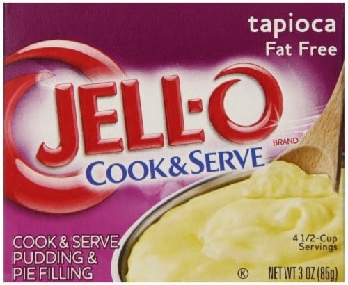 Jell-O Cook & Serve Tapioca Artificially Flavored Fat Free Pudding & Pie Filling Mix, Box Perspective: front