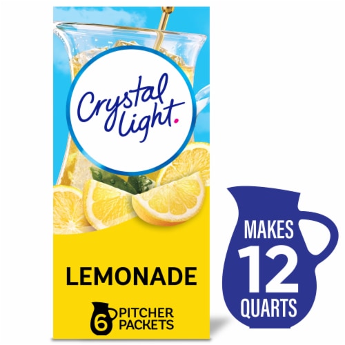 Crystal Light Lemonade Sugar Free Caffeine Free Powder Drink Mix Pitcher Packets Perspective: front