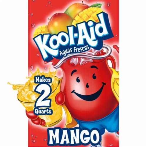 Kool Aid Unsweetened Mango Powdered Soft Drink Mix Packet Perspective: front