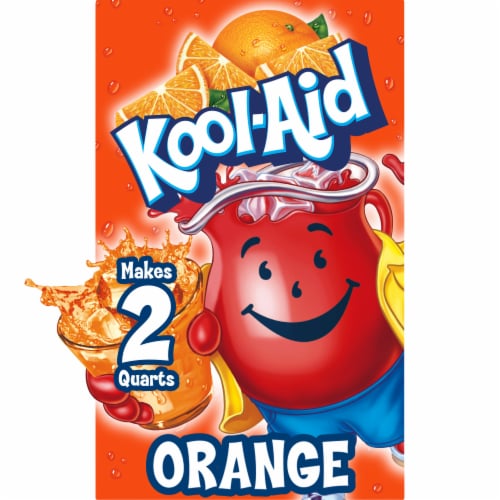 Kool Aid Unsweetened Orange Powdered Soft Drink Mix Packet Perspective: front