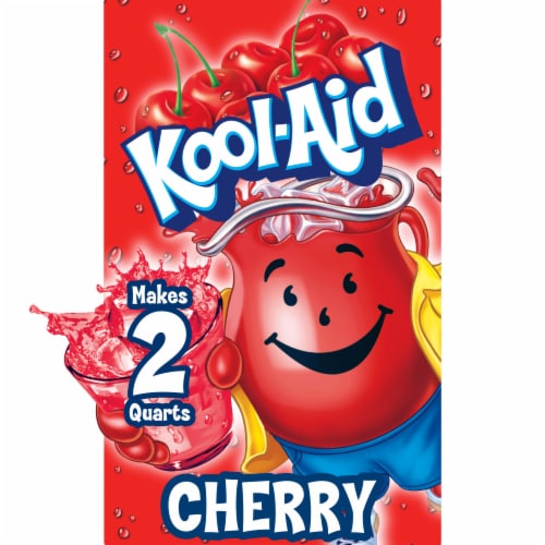 Kool Aid Unsweetened Cherry Red Powdered Soft Drink Mix Packet Perspective: front