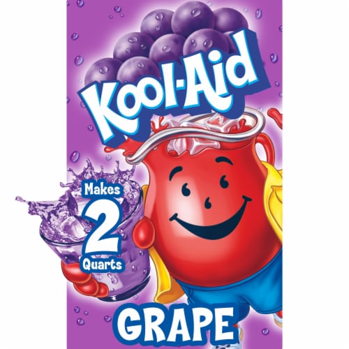 Kool Aid Unsweetened Grape Purple Powdered Soft Drink Mix Packet Perspective: front