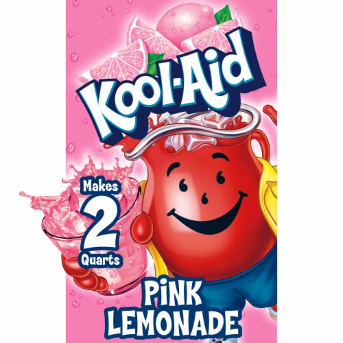 Kool Aid Unsweetened Pink Lemonade Powdered Soft Drink Mix Packet Perspective: front
