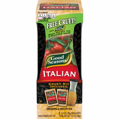 Good Seasons Italian Salad Dressing & Recipe Mix Packets with Cruet 2 Count Perspective: front