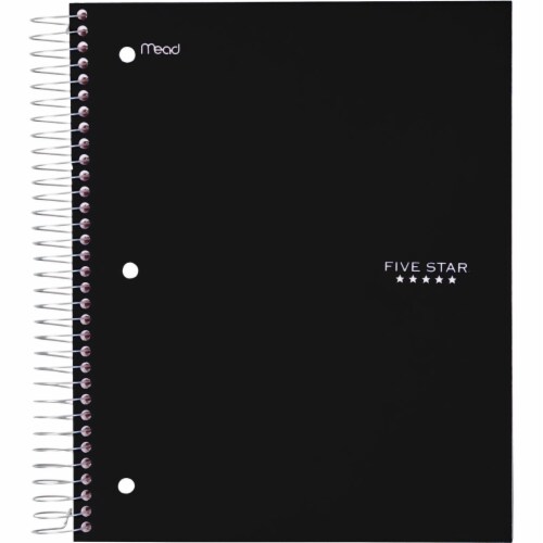 Five Star MEA72045 8 x 10.5 in. Wirebound Wide Ruled Notebook - 5 Subject, Black Perspective: front