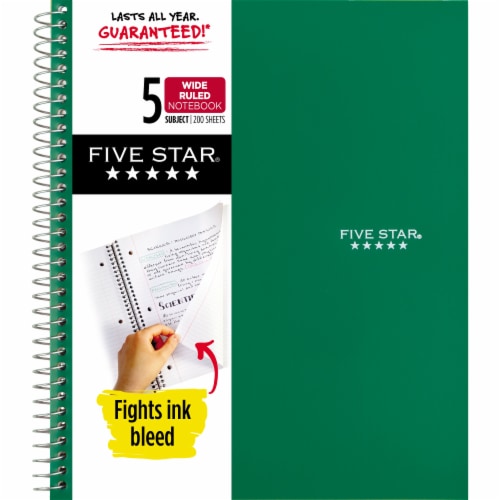 Mead® Five Star® 5-Subject Wide Rule Notebook - Assorted Perspective: front