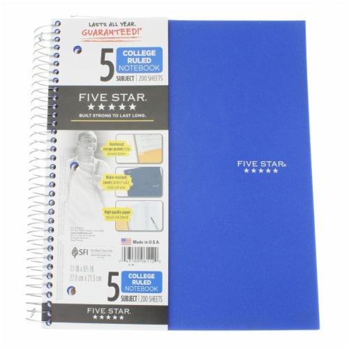white five star notebook 5 subject