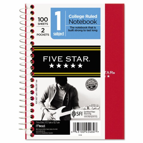 Five Star® NOTEBOOK,7X5-1/5,100,AST 45484 Perspective: front
