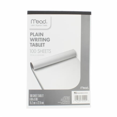 Mead Unruled Writing Tablet 6 X9 -White, 100 Sheets Perspective: front