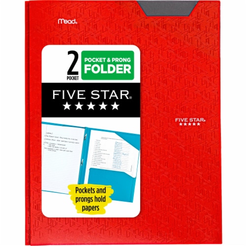 Five Star® Advance Pocket & Prong Folder - Red Perspective: front