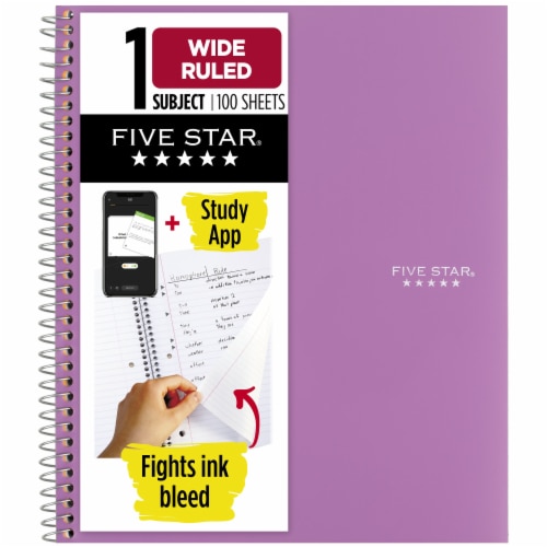 Five Star® Wide Rules 100 Sheet 1 Subject Notebook Perspective: front