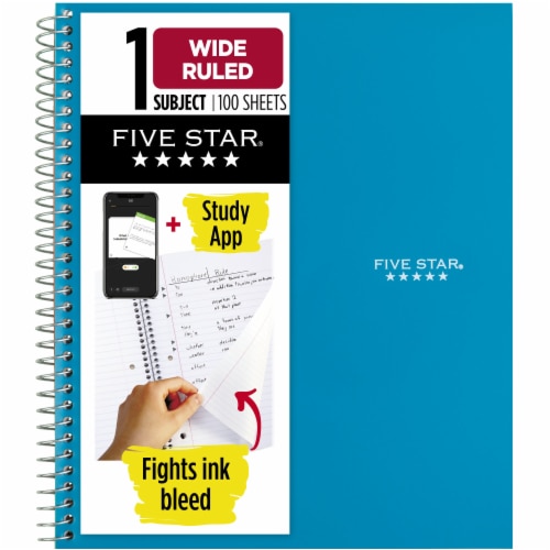 Five Star® Wide Rules 100 Sheet 1 Subject Notebook Perspective: front