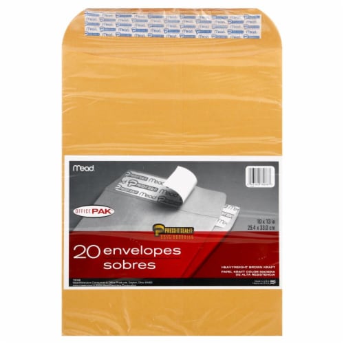 Mead Press-It Seal-It Envelopes, 10in X 13in, 20 Ct Perspective: front