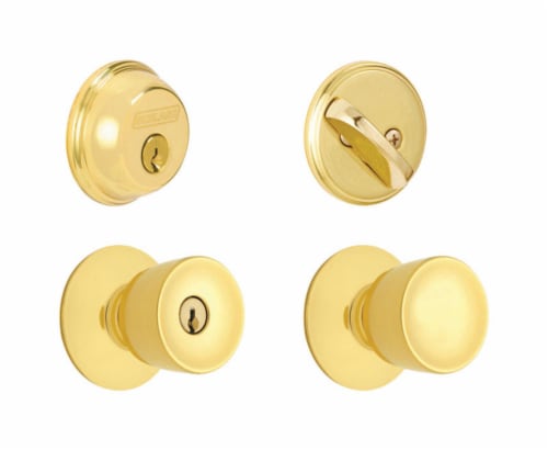 Schlage Bell Bright Brass Entry Lockset ANSI Grade 2 1-3/4 in. Schlage Bell Bright Brass Entry Lockset ANSI Grade 2 1-3/4 in.