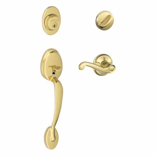Schlage Plymouth Bright Brass Entry Handleset ANSI Grade 2 1-3/4 in. Schlage Plymouth Bright Brass Entry Handleset ANSI Grade 2 1-3/4 in.