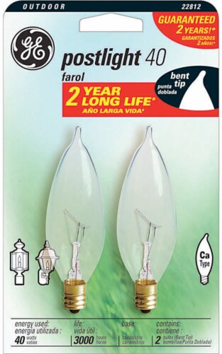 Ge Postlight 40 Watt Bent Tip Light Bulbs 2 Pk Fry S Food Stores