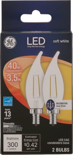 GE 3.5-Watt (40-Watt) Decorative Bent Tip Candelabra Base CAC LED Light Bulbs Perspective: front