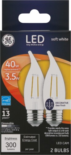 GE LED 3.5-Watt (40-Watt) Soft White Clear Finish Decorative Bent Tip Light Bulb Perspective: front