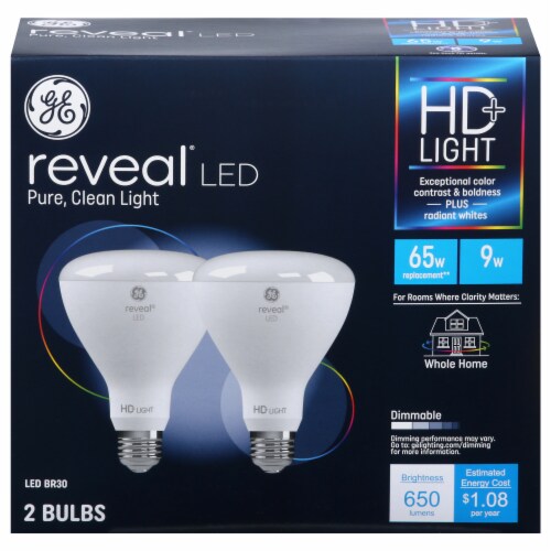 GE 9-Watt (65-Watt) LED BR30 HD+ Light Bulbs Perspective: front