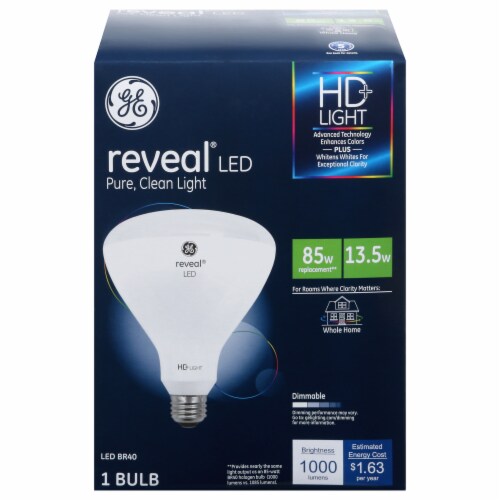 GE Reveal 13 Watt (Replaces 65 Watt) BR40 HD LED Light Bulb Perspective: front