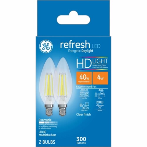 GE Refresh HD Light 4 Watt 40 Watt Candelabra LED Light Bulbs 2