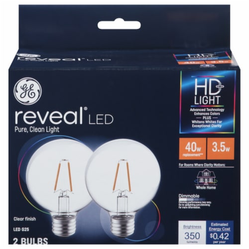 GE Reveal® HD+ Light 4.5-Watt (40-Watt) G25 LED Light Bulbs Perspective: front