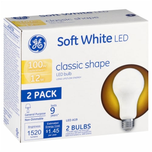 GE 100 Watt Soft White LED Light Bulbs Perspective: front