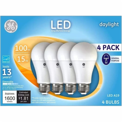 Modig Kritisk strukturelt GE Daylight LED 100W Replacement Indoor General Purpose A19 Light Bulbs  (4-Pack), 1 unit - Fry's Food Stores