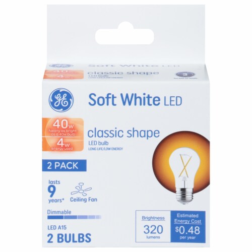 GE Classic Shape LED Soft White Lightbulbs Perspective: front