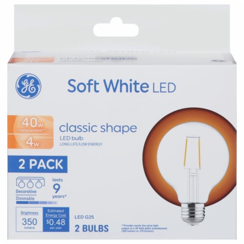 GE LED 350 Lumens Classic Shape 4 Watt Light Bulb Perspective: front