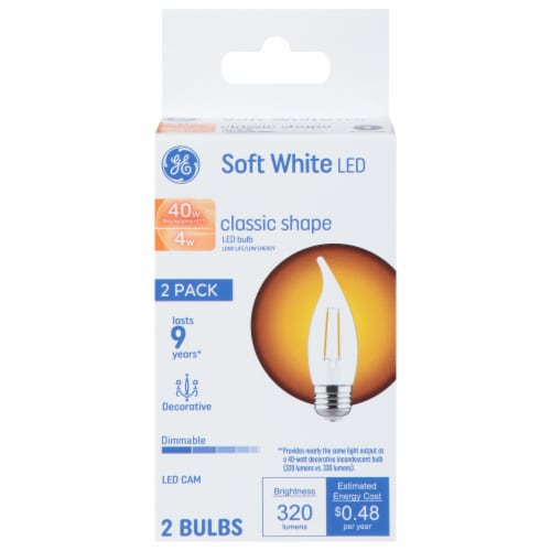 GE Soft White 40W LED Classic Shape Light Bulb Perspective: front