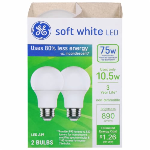 GE 75-Watt (10.5-Watt) A19 LED Light Bulb - Soft White Perspective: front