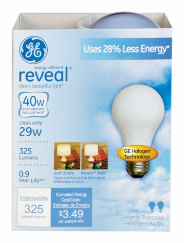GE Reveal 29 watts A19 Halogen Bulb 325 lumens Soft White 2 pk A Line Total Qty 6 Each Case of 6 Foods Co