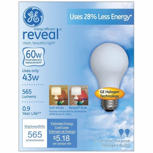GE Reveal Halogen Soft Light Bulbs 2 pk Pay Less Super Markets