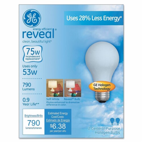 Reveal 53-Watt (75-Watt) Halogen Light Bulbs, 2 - Metro Market