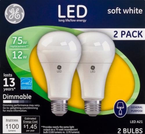 GE 12-Watt (75-Watt) A21 LED Light Bulbs Perspective: front