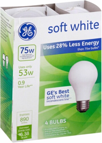 GE Energy-Efficient Soft White 53 Watt Light Bulbs Perspective: front