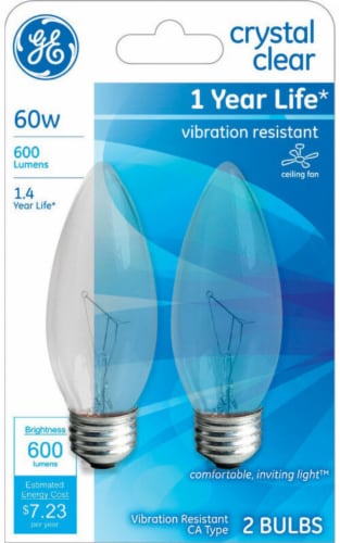 Ge crystal clear 60w on sale ceiling fan bulb