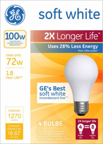 GE 72 Watt 100 Watt Modified Spectrum General Purpose A19 Halogen Light Bulbs 4 pk Fry s Food Stores