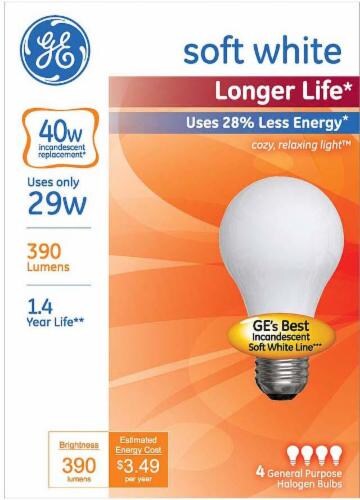 dollar udsende hovedvej GE Energy-Efficient 29-Watt (40-Watt) General Purpose A19 Soft White  Halogen Light Bulbs, 1 ct - Kroger