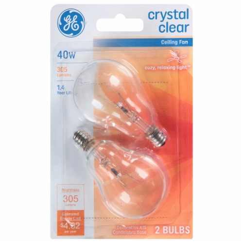 40 W Crystal Clear Bulbs - 2pk Perspective: front